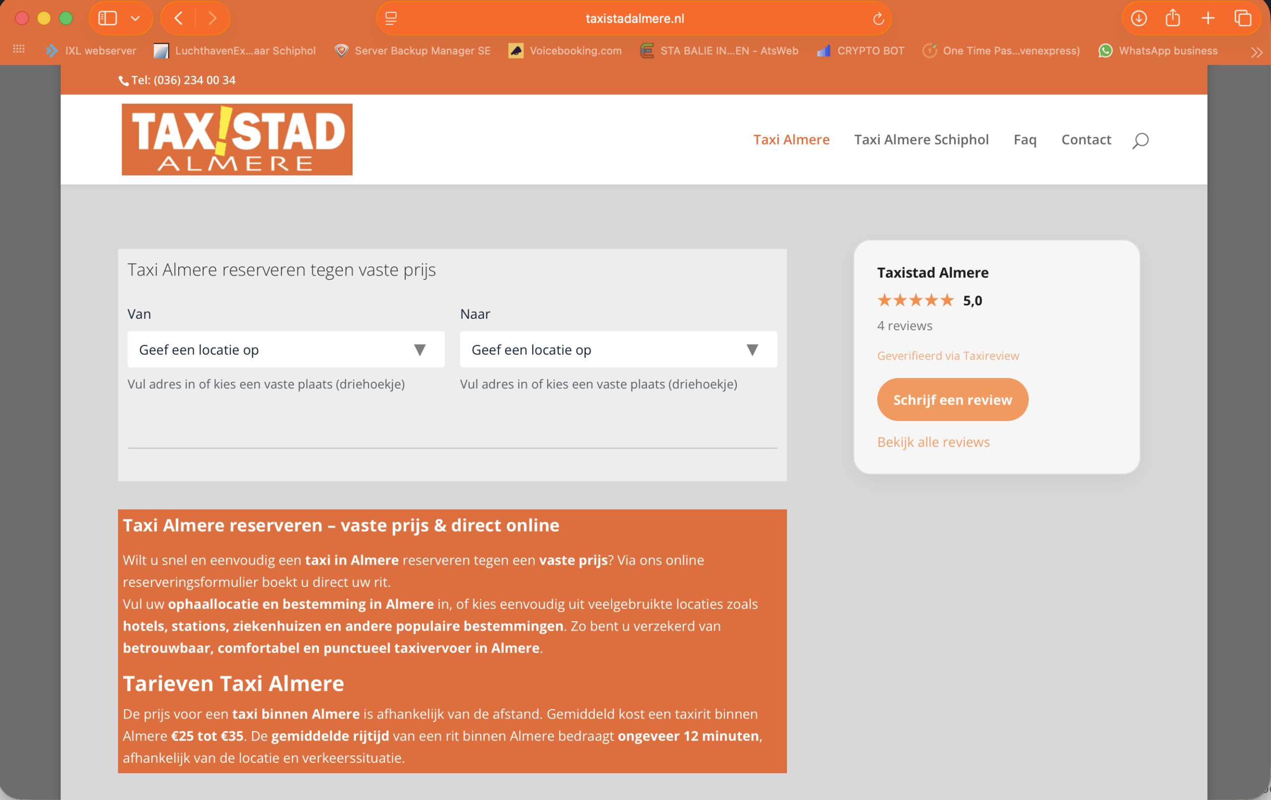 Taxi website met boekingssysteem voor luchthavenvervoer – LuchthavenExpress